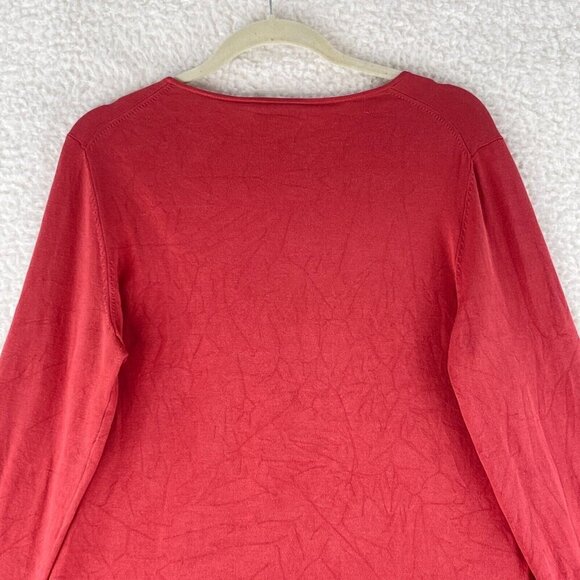 Ann Taylor LOFT Orange Long Sleeve Scoop Neck Shirt Womens Stretch Size Large - Picture 13 of 15